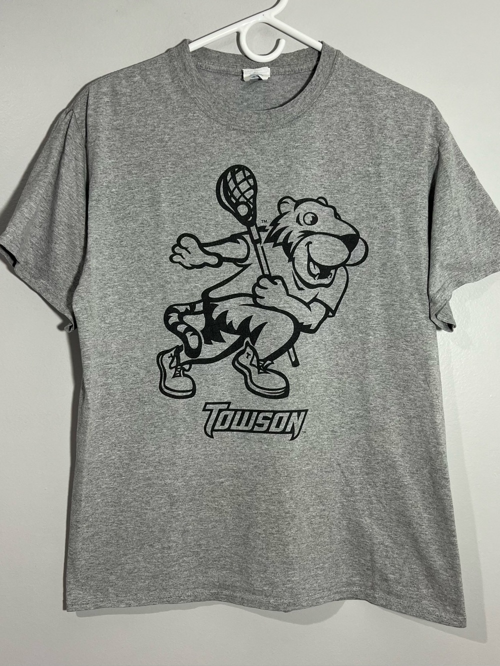 Towson Tigers Lacrosse LAX Neo Pizza Gray Short Sleeve T-Shirt Mens Medium